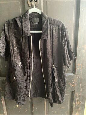 RtA Black Textured Lightweight Zip Jacket